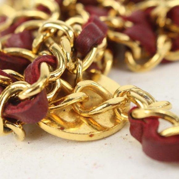 Chanel Red x Gold Interlaced CC Logo Triple Chain main image 3